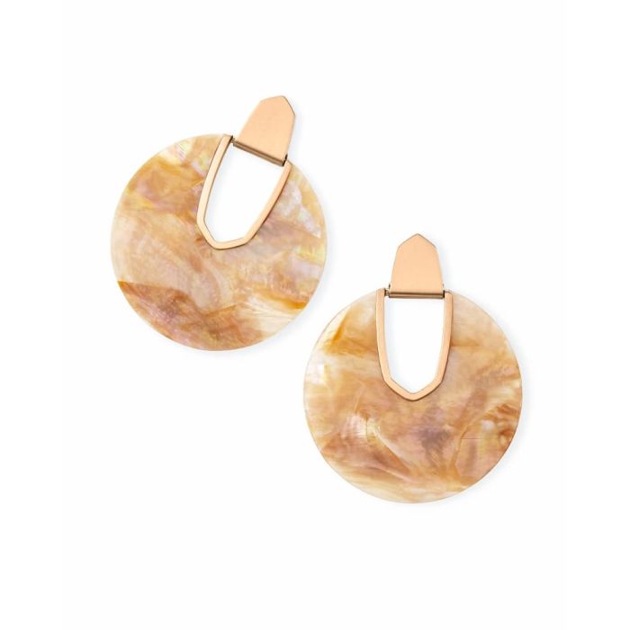 Diane Rose Gold Statement Earrings In Brown Mother-Of-Pearl