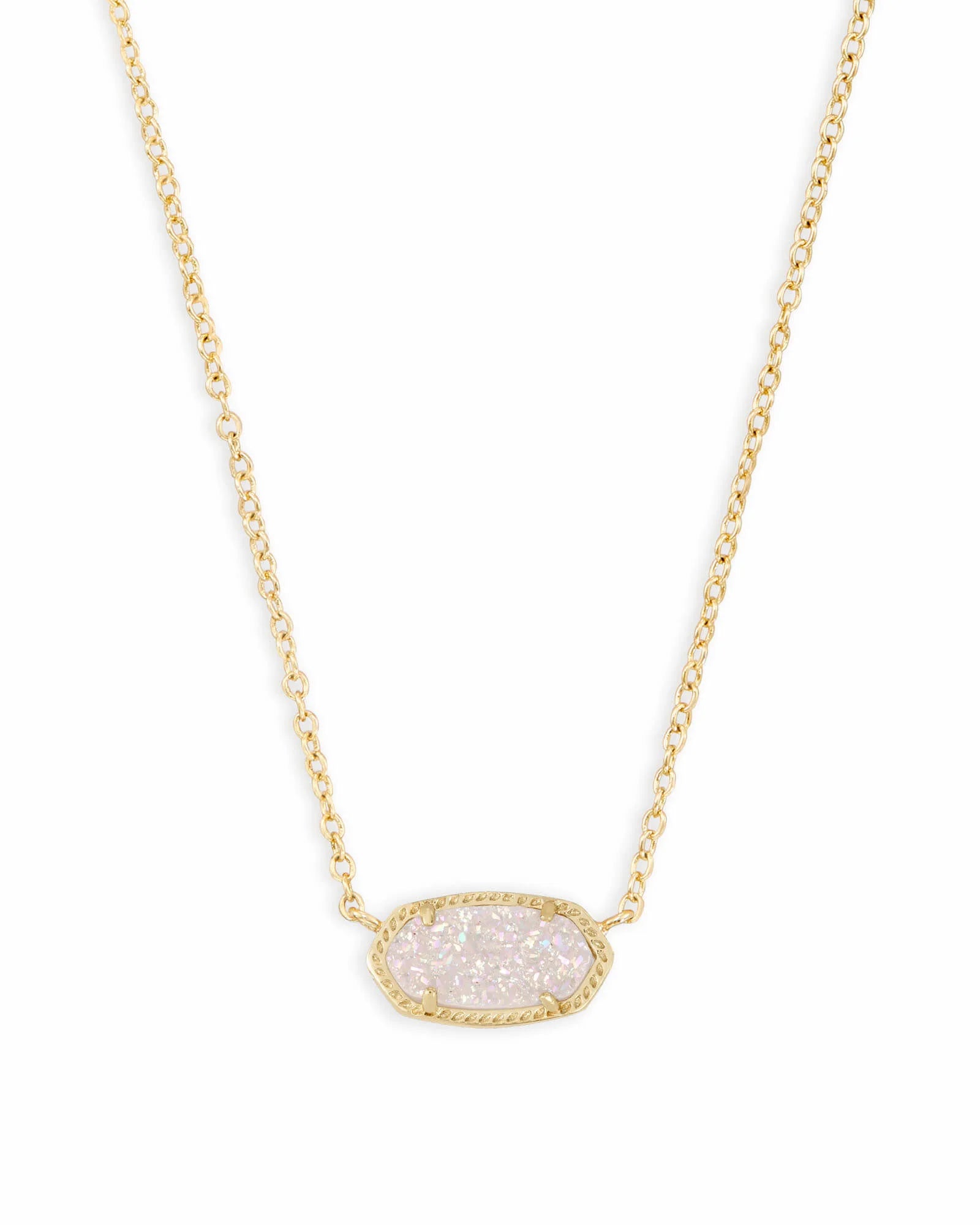 Elisa Gold Short Pendant Necklace in Iridescent Drusy