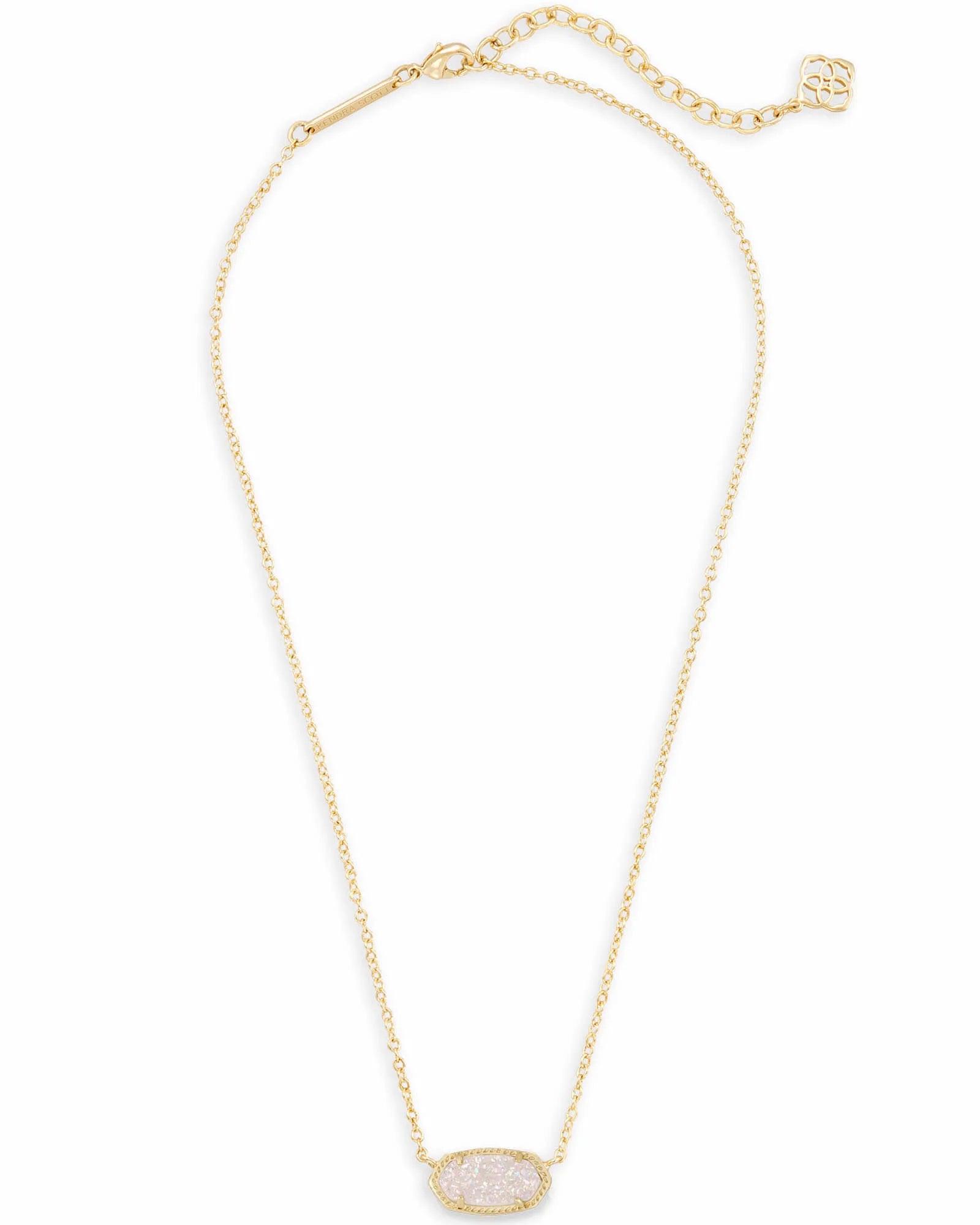 Elisa Gold Short Pendant Necklace in Iridescent Drusy