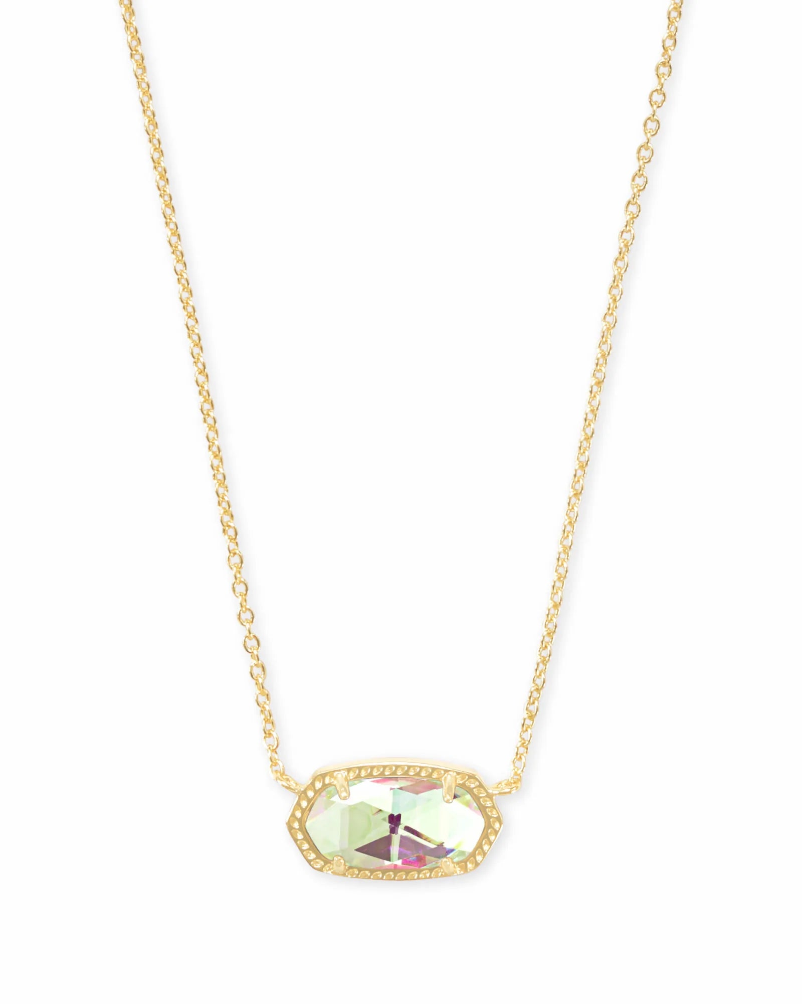Elisa Gold Pendant Necklace Ivory in Dichroic Glass