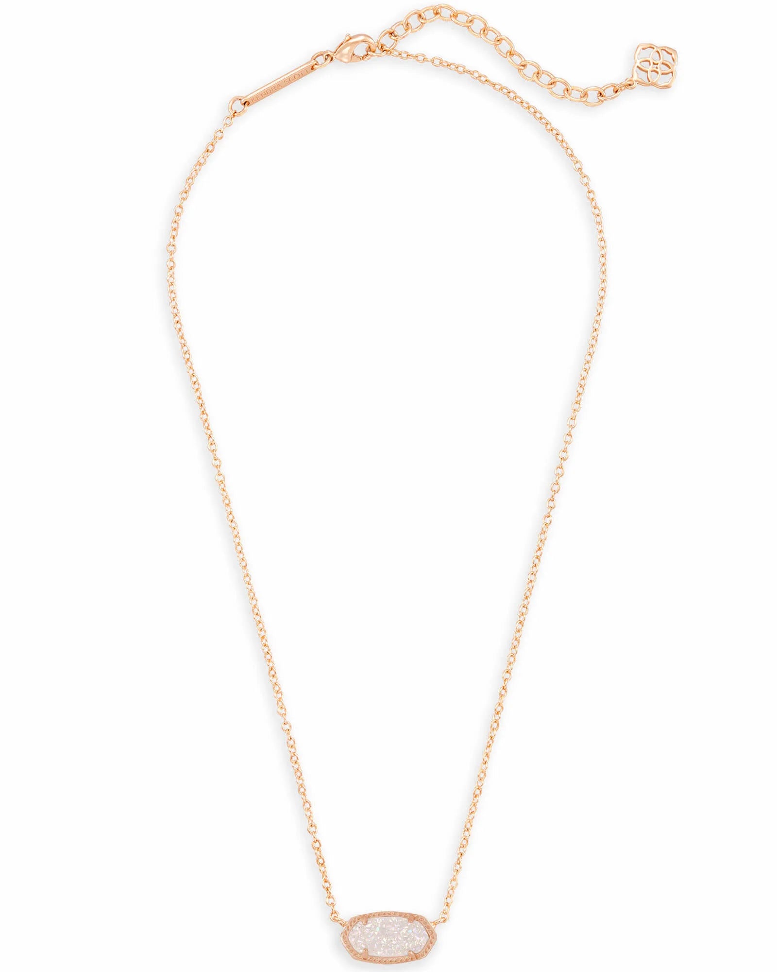 Elisa Rose Gold Pendant Necklace in Iridescent Drusy