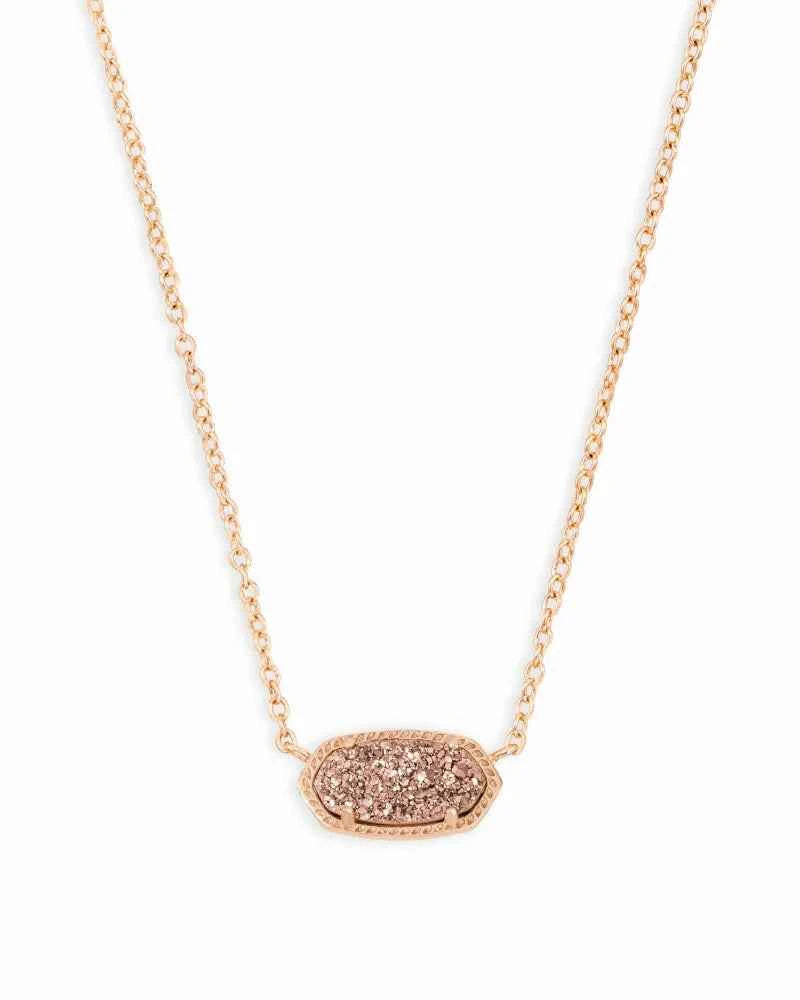 Elisa Rose Gold Pendant Necklace in Rose Gold Drusy