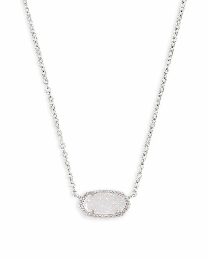 Elisa Silver Short Pendant Necklace in Iridescent Drusy - Bella's House Tulsa