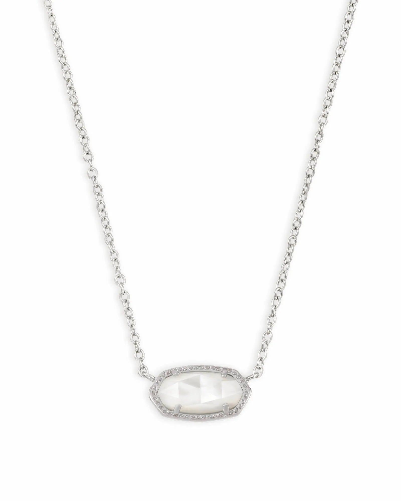 Elisa Silver Pendant Necklace Ivory in Ivory Mother-of-Pearl