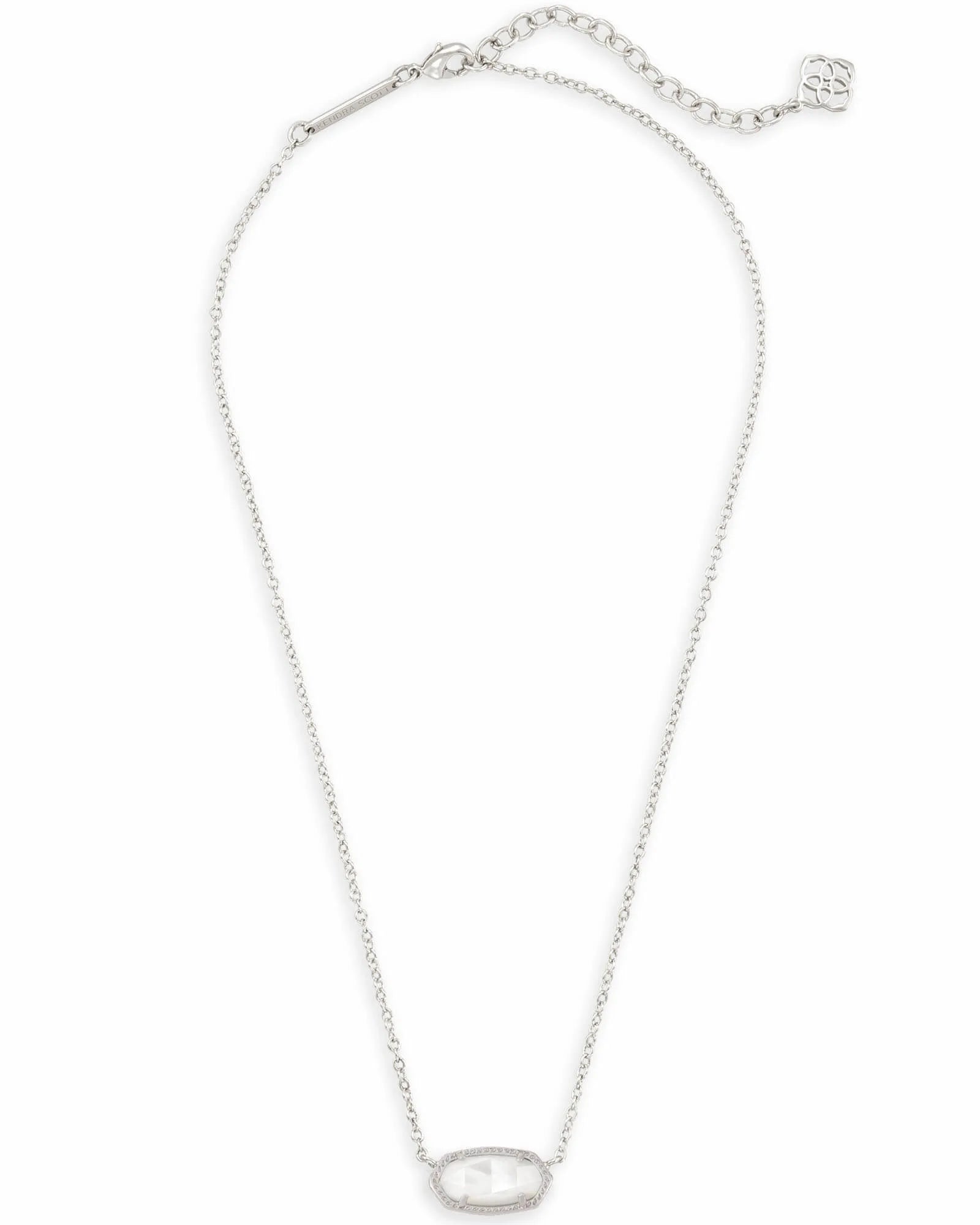 Elisa Silver Pendant Necklace Ivory in Ivory Mother-of-Pearl