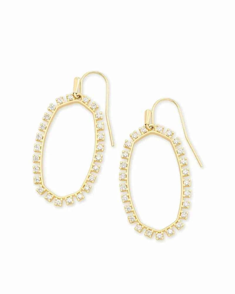 Elle Open Frame Crystal Drop Gold Earrings