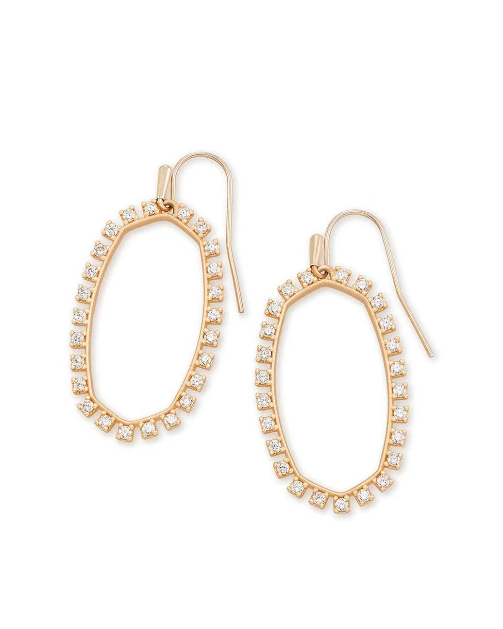 Elle Open Frame Crystal Drop Rose Gold Earrings - Bella's House Tulsa