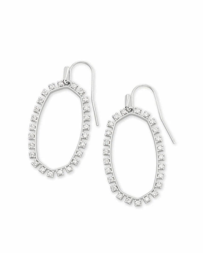 Elle Open Frame Crystal Drop Rhodium Earrings - Bella's House Tulsa