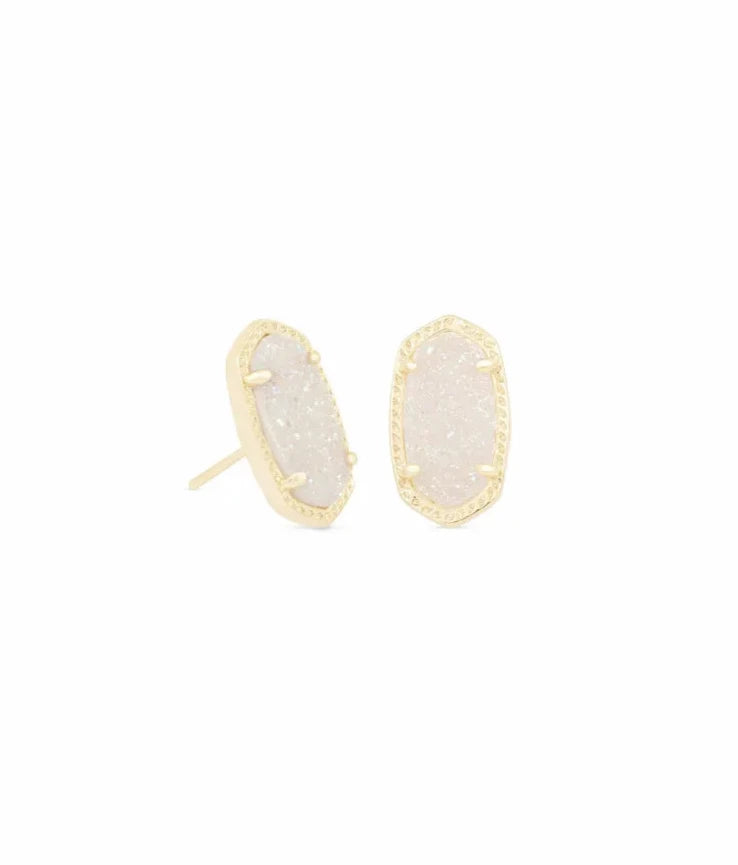 Ellie Gold Stud Earrings in Iridescent Drusy