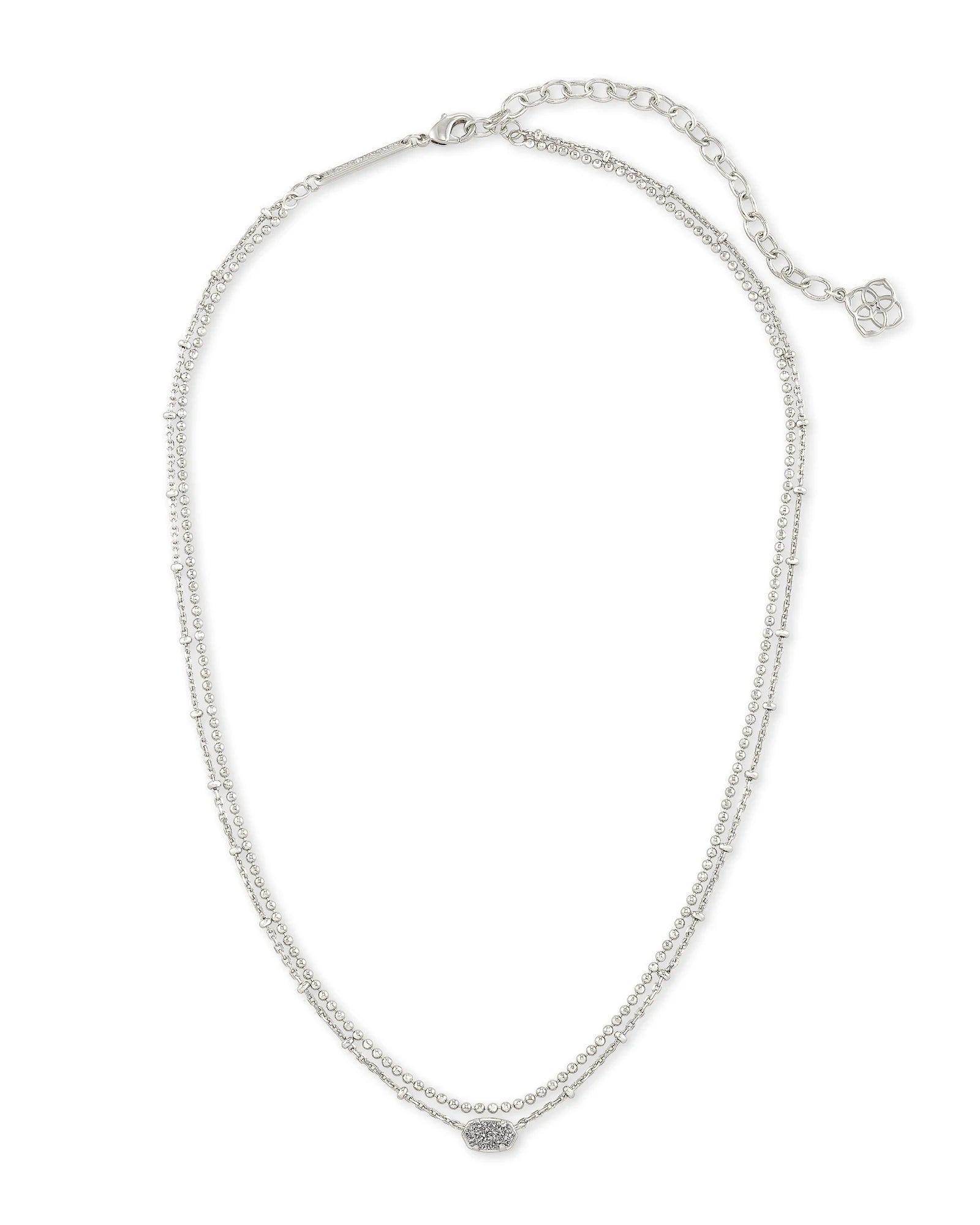 Emilie Silver Multi Strand Necklace in Platinum Drusy