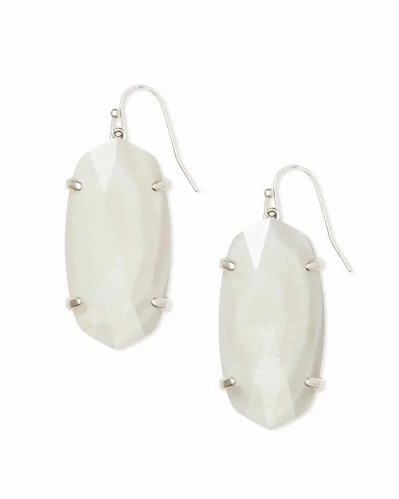 Esme Silver Drop Earrings in Ivory Mother of Pearl