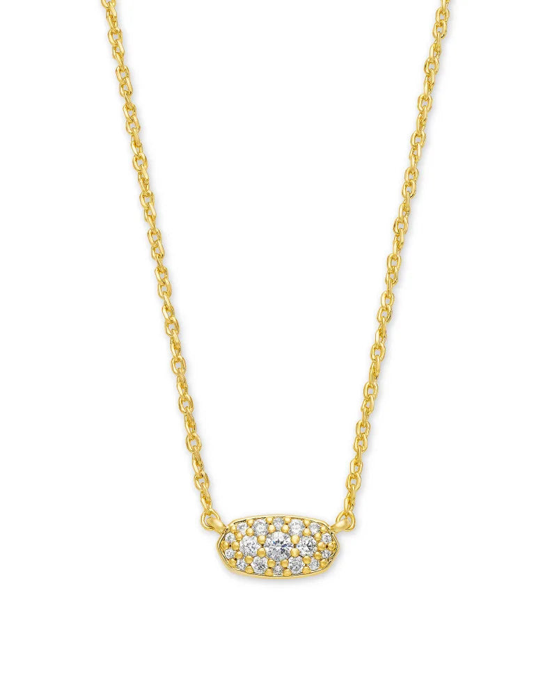 Grayson Gold Pendant Necklace in White CZ