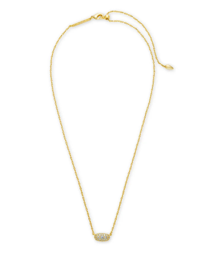 Grayson Gold Pendant Necklace in White CZ