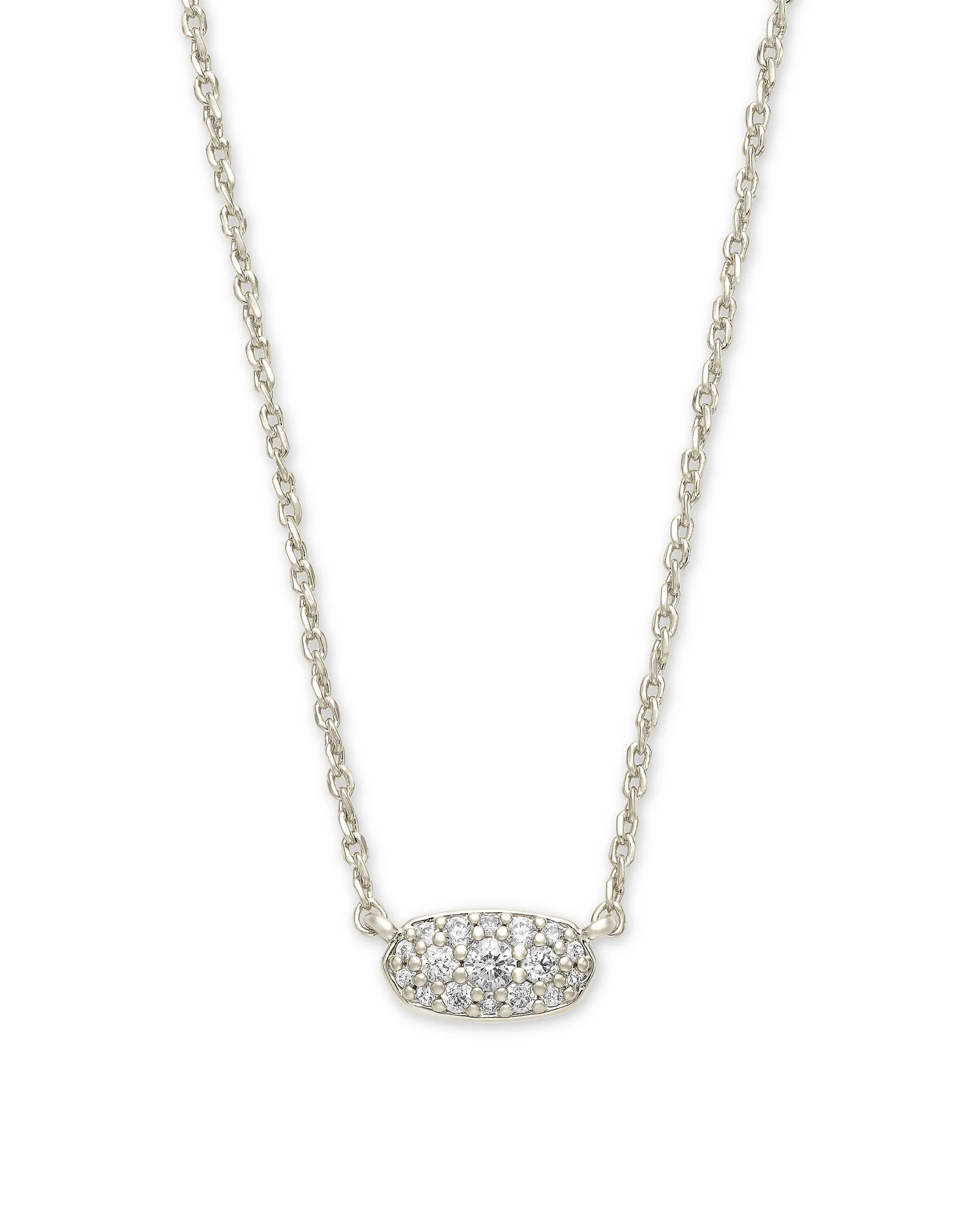 Grayson Silver Pendant Necklace in White CZ