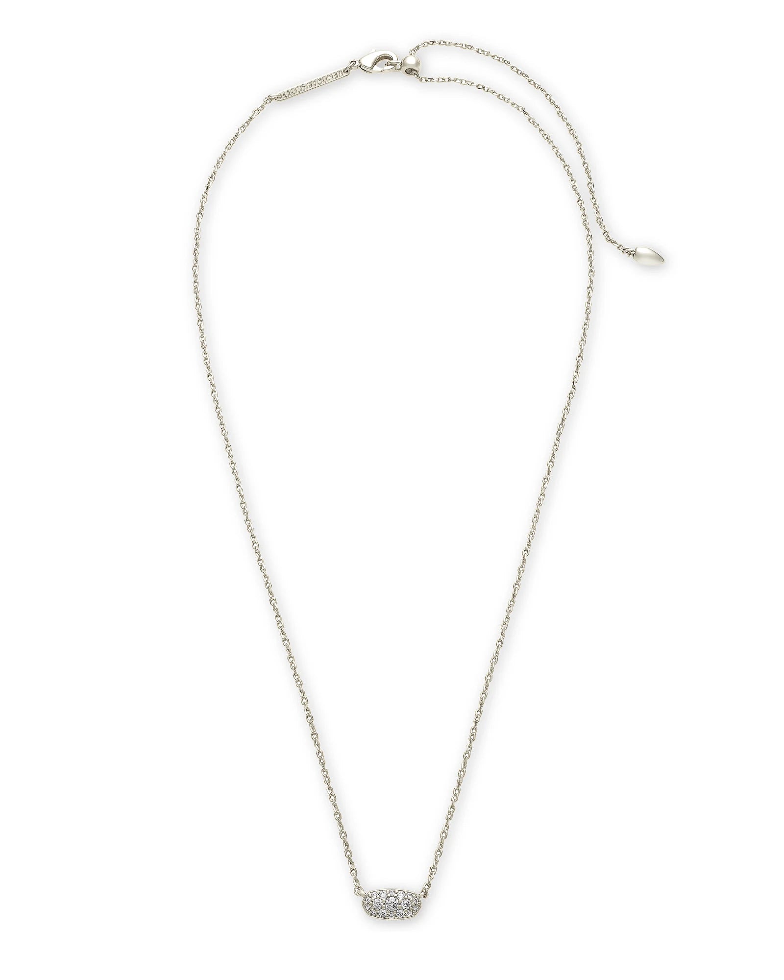 Grayson Silver Pendant Necklace in White CZ