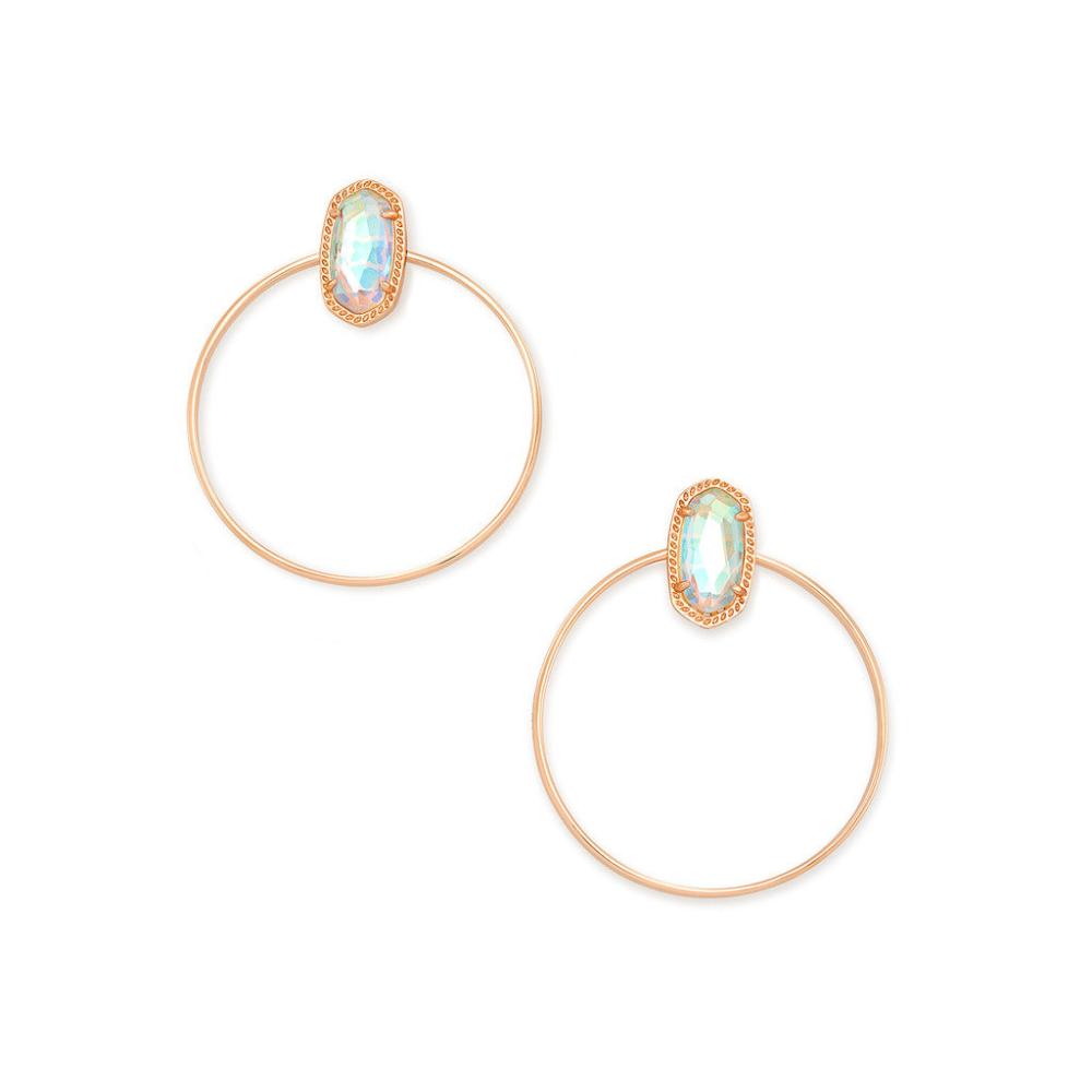 Mayra Open Frame Earring Rose Gold Dichroic Glass - Bella's House Tulsa