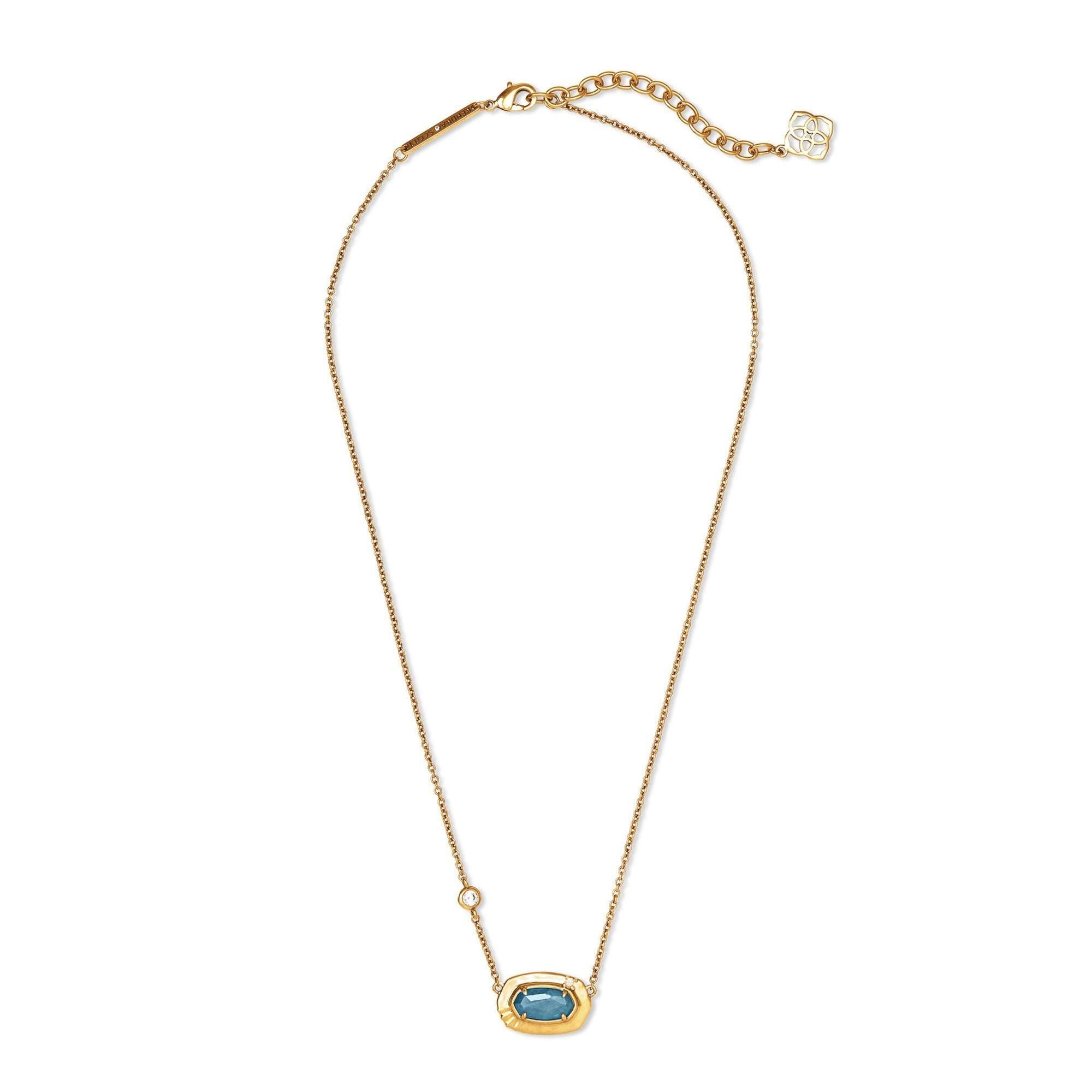 Anna Short Pendant Gold Necklace in Teal Apatite