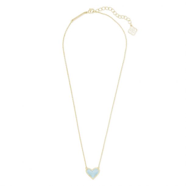 Ari Heart Gold Pendant Necklace in Blue Magnesite