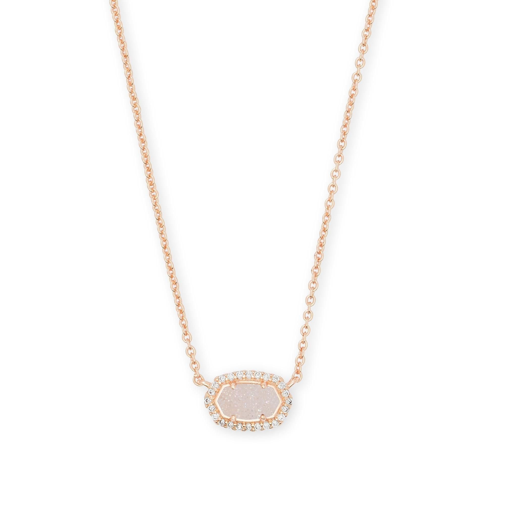 Chelsea Rose Gold Pendant Necklace in Iridescent Drusy