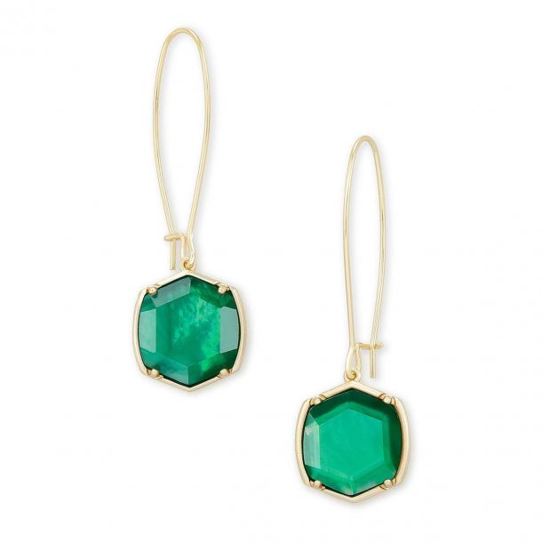Davis Drop Earrings Jade Gold Earrings - Bella's House Tulsa