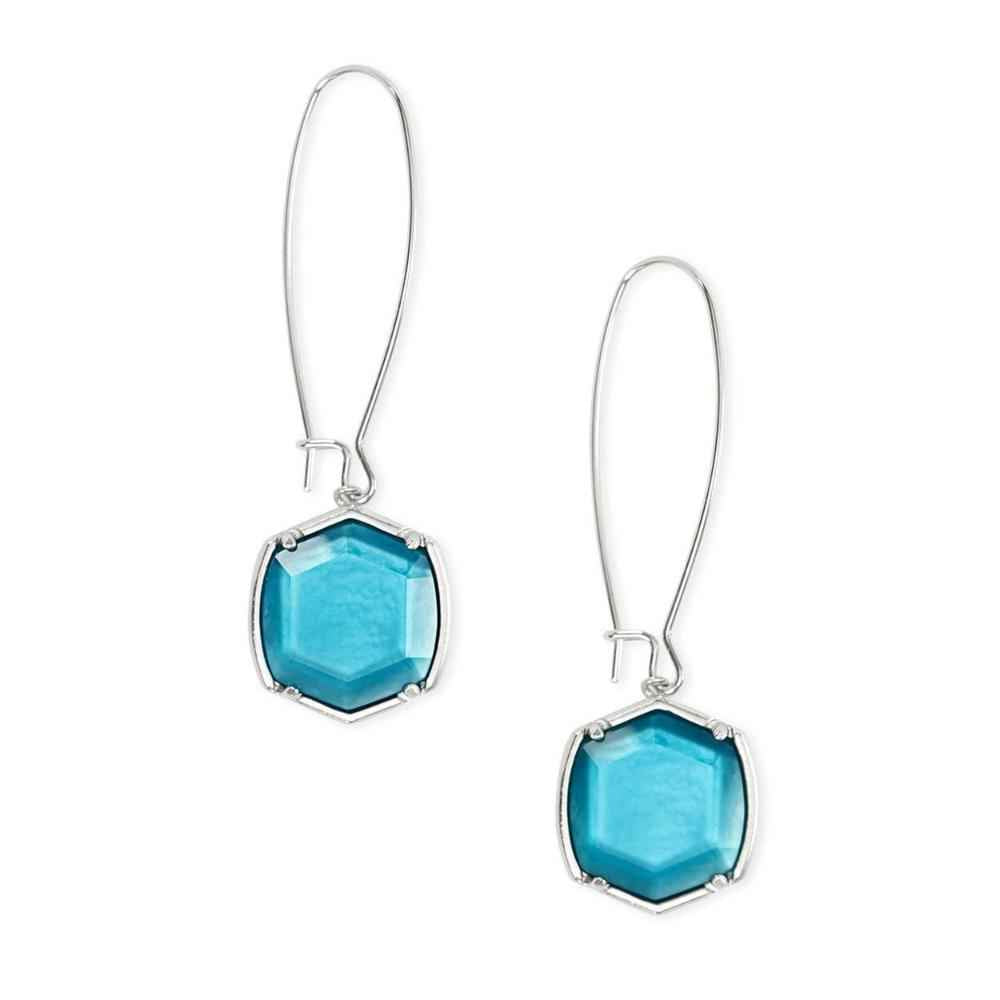 Davis Drop Earrings Peacock Blue Silver Earrings
