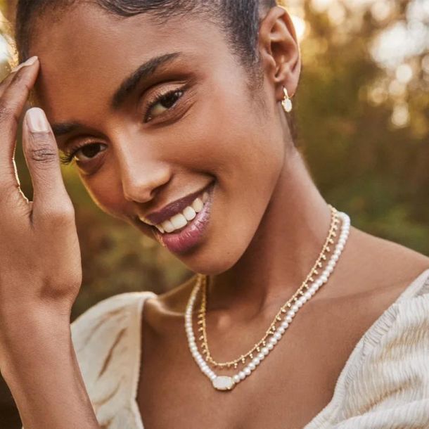 Emilie Gold Drop Earrings in Iridescent Drusy