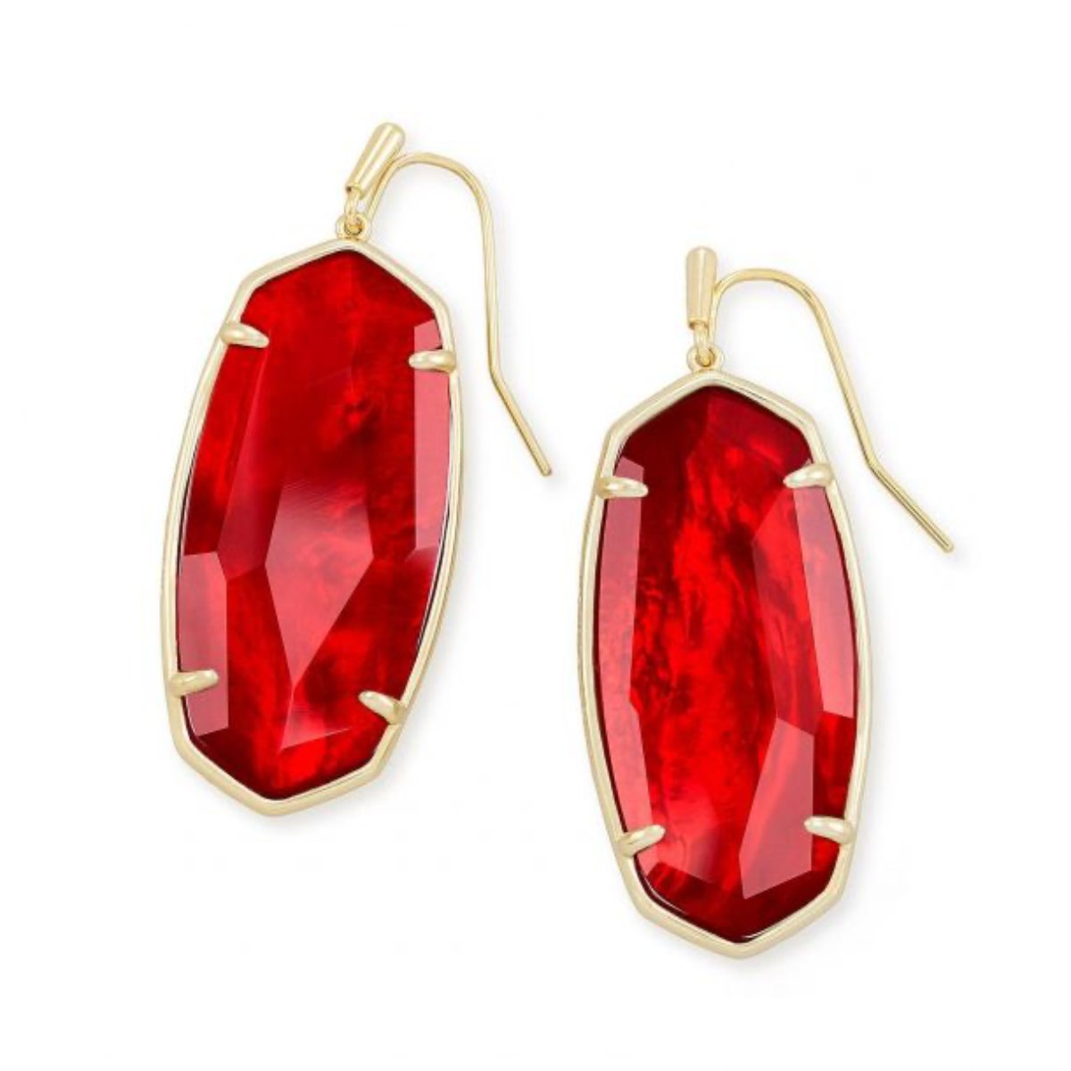 Faceted Danielle Earrings Cherry Red Illusion Gold Earrings