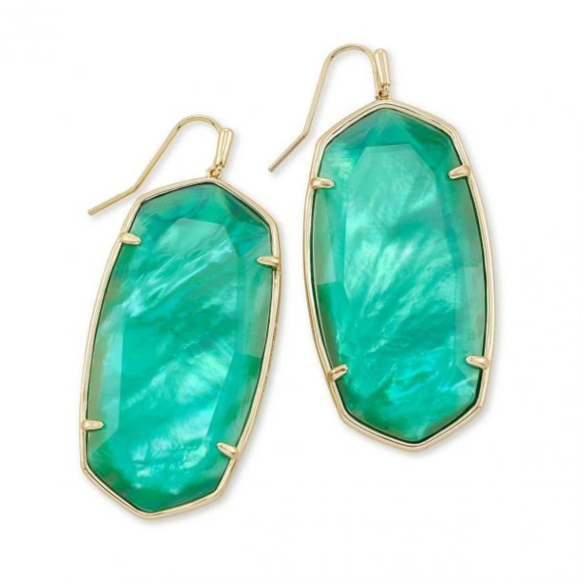 Faceted Danielle Earrings Jade Illusion Gold Earrings - Bella's House Tulsa