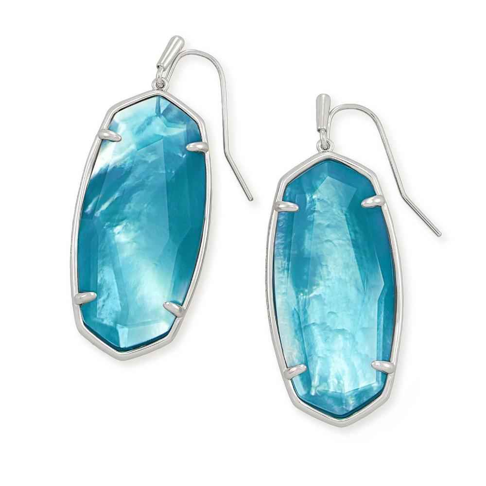Faceted Elle Peacock Illusion Rhodium Earrings