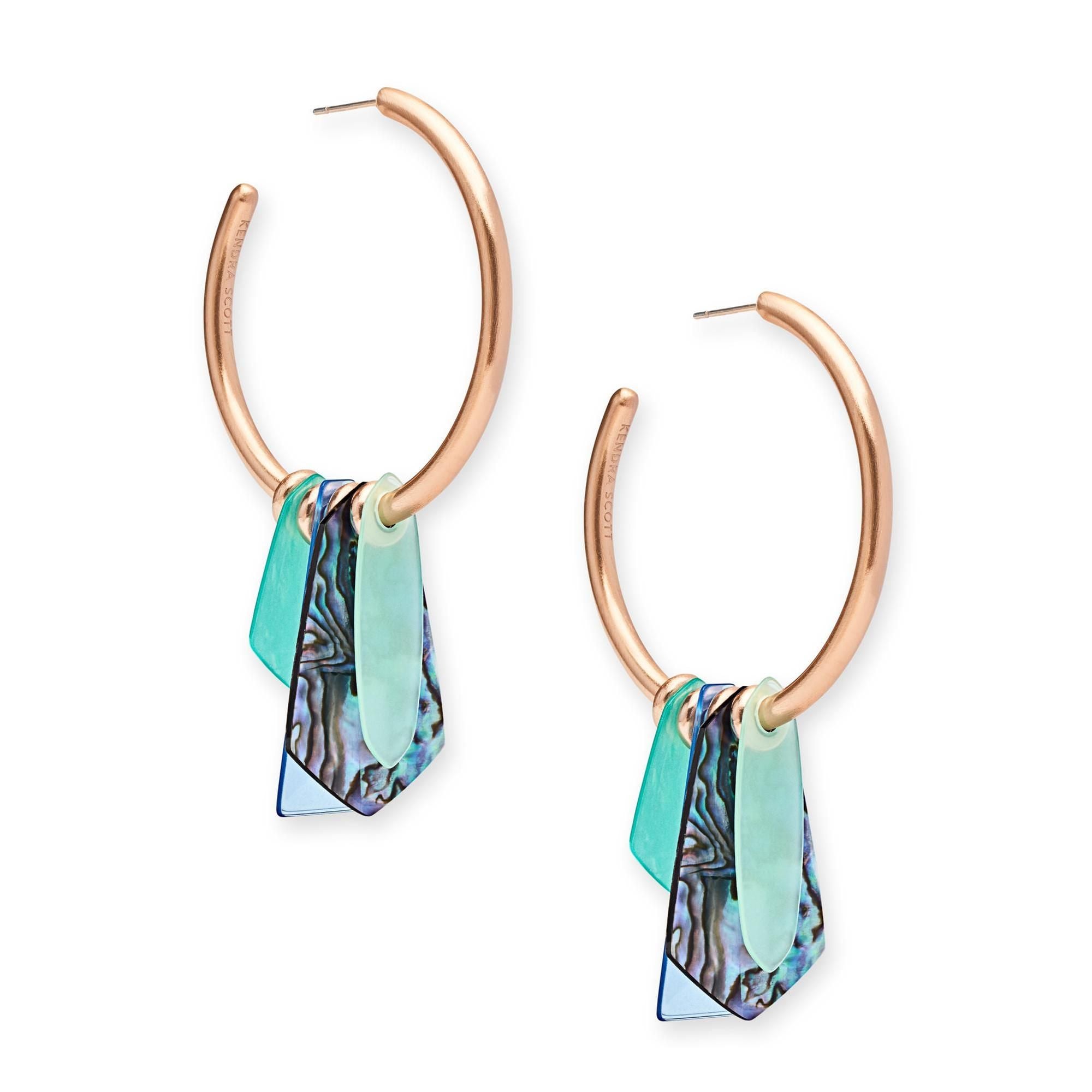 Gaby Rose Gold Hoop Earrings in Abalone