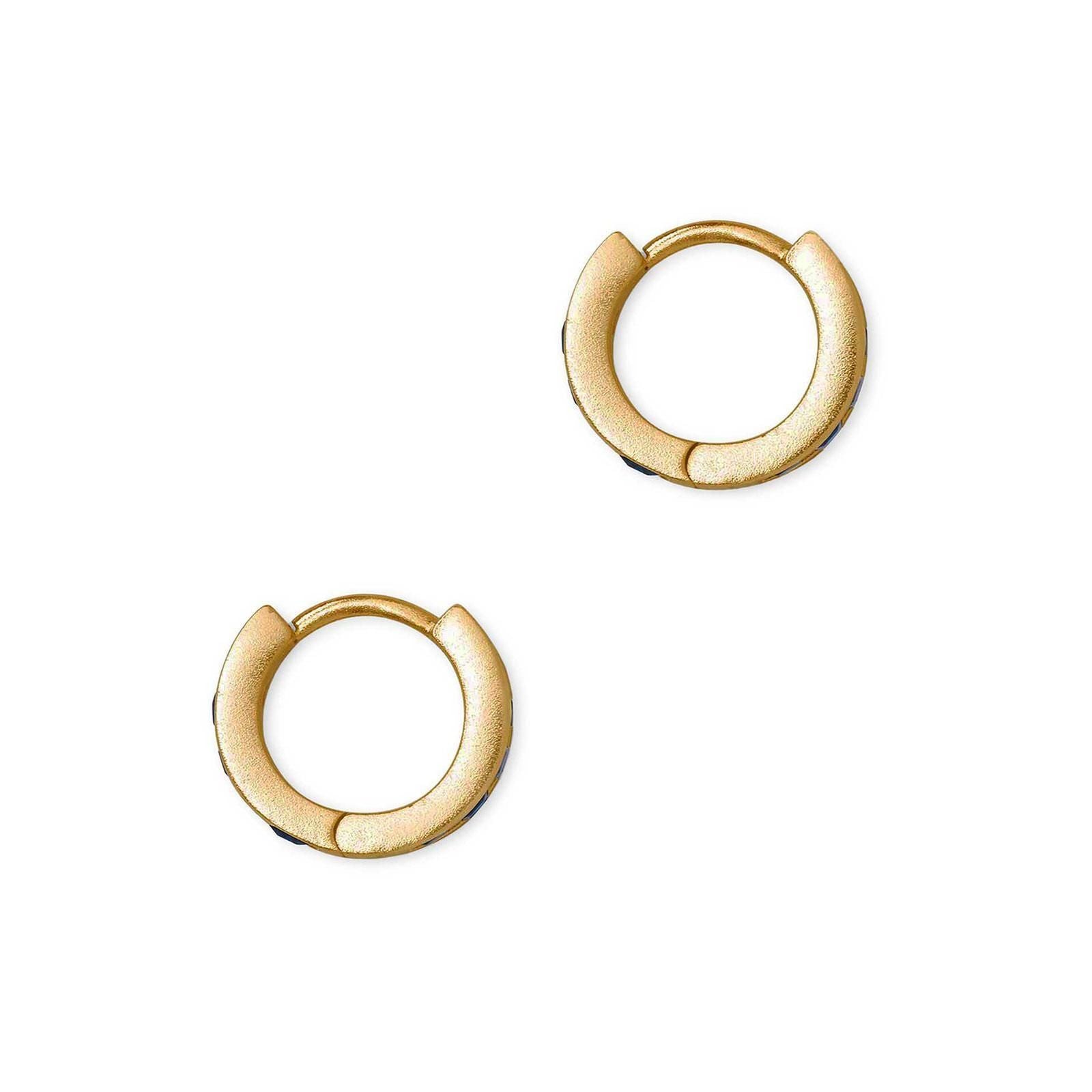 Jack Huggie Hoop Earrings in Teal Crystal, Vintage Gold-Tone