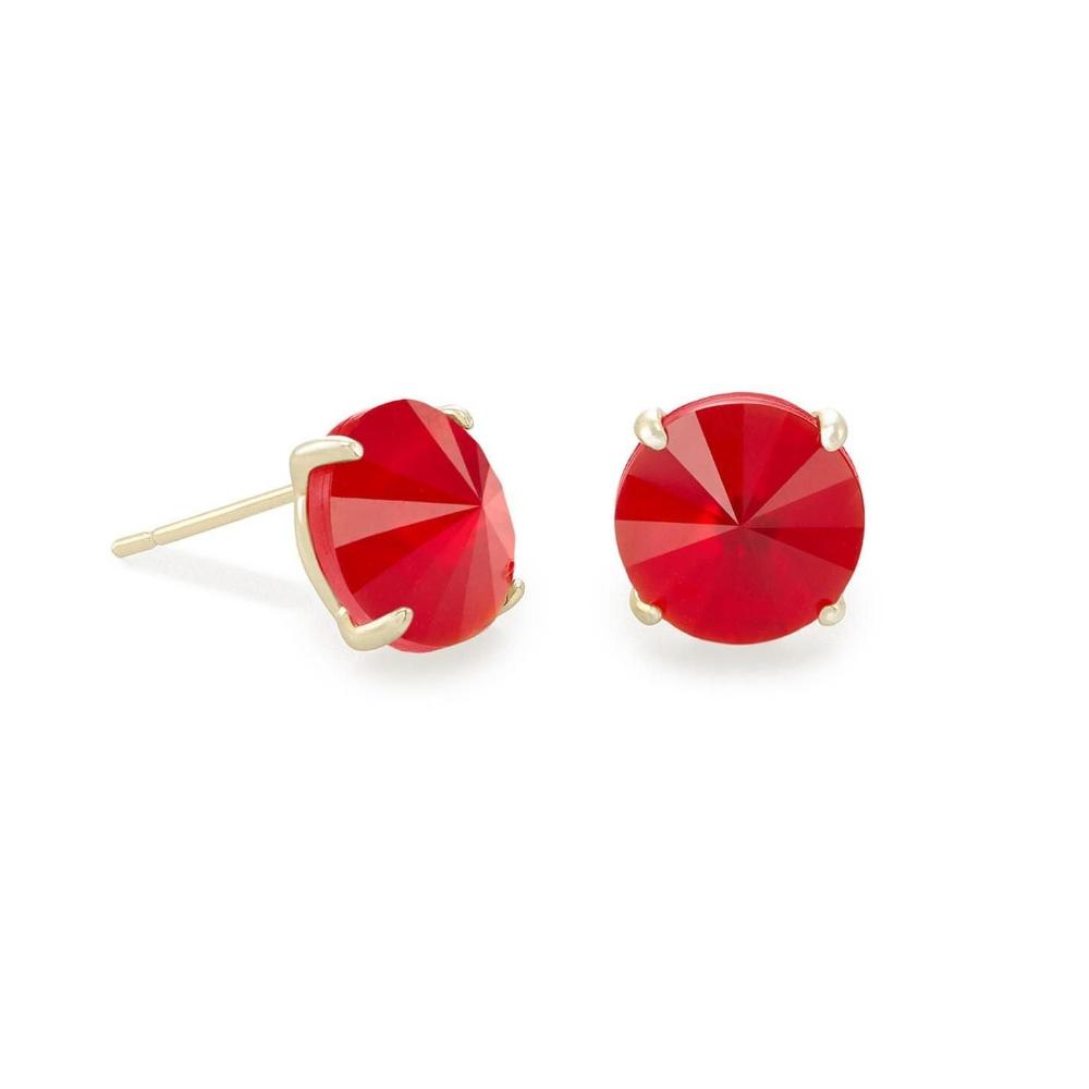 Jolie Gold Stud Cherry Red Illusion Earrings - Bella's House Tulsa