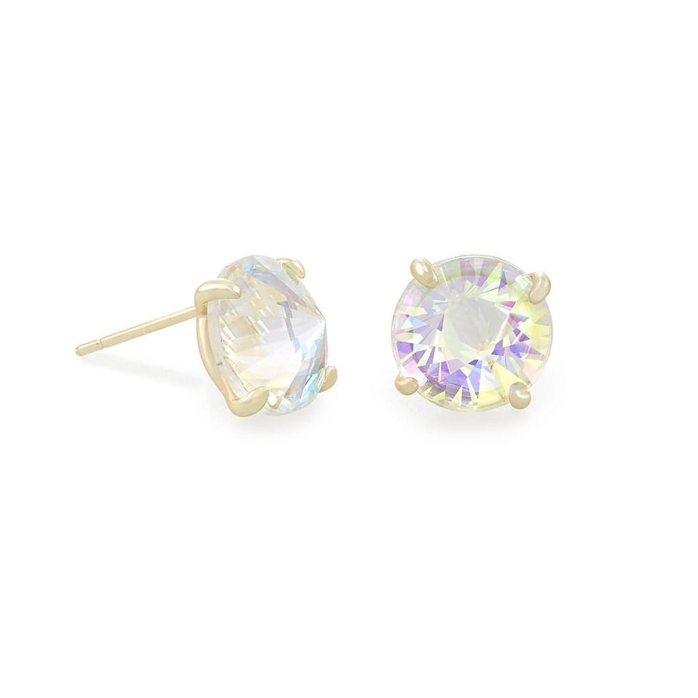 Jolie Gold Stud Dichroic Glass Earrings - Bella's House Tulsa