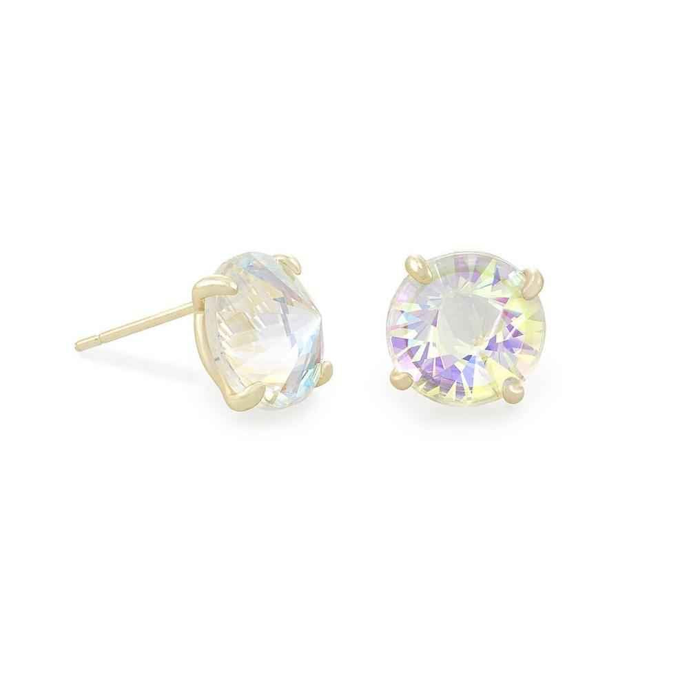 Jolie Gold Stud Dichroic Glass Earrings