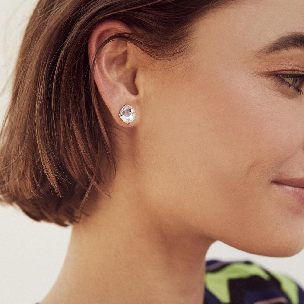 Jolie Gold Stud Dichroic Glass Earrings - Bella's House Tulsa