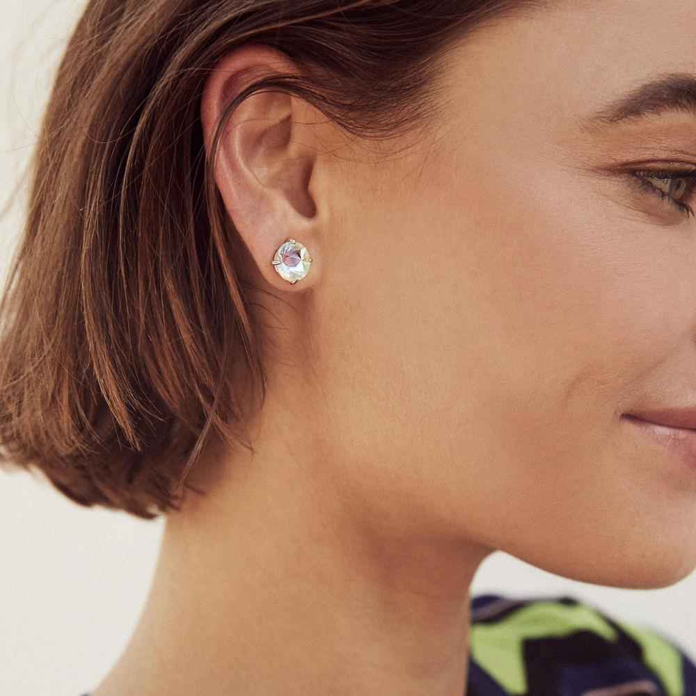 Jolie Gold Stud Dichroic Glass Earrings