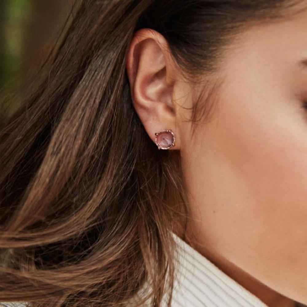 Jolie Rose Gold Stud Peach Ombré Earrings