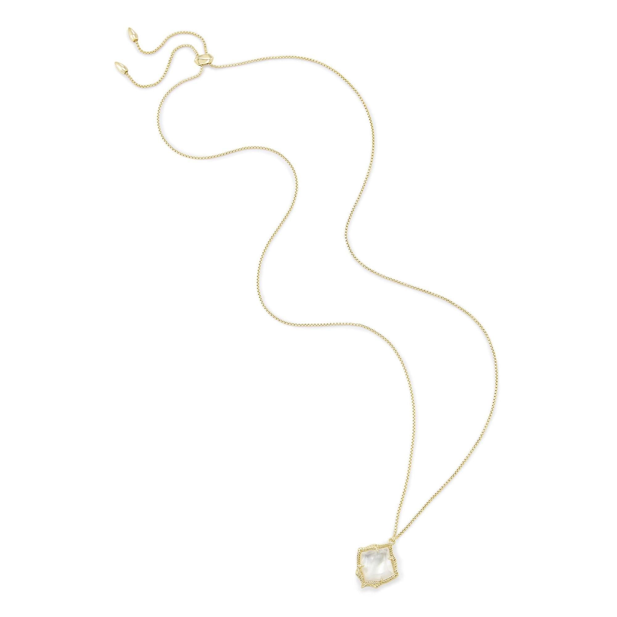 Kasey Gold Long Pendant Necklace Ivory Mother of Pearl