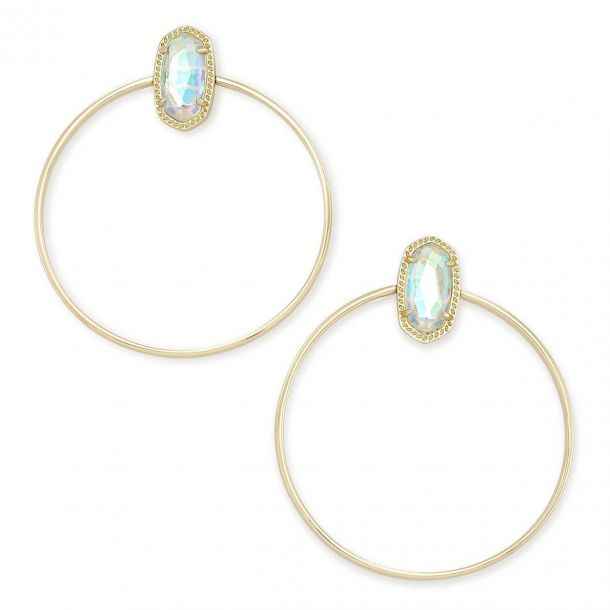 Mayra Open Frame Earring Gold Dichroic Glass