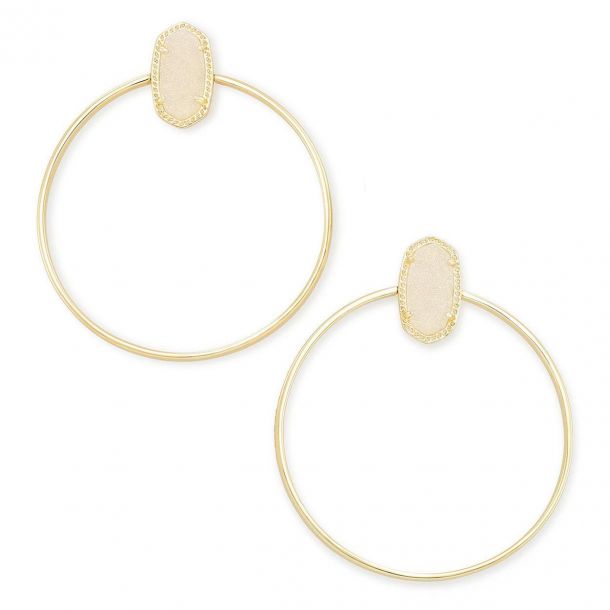 Mayra Open Frame Earring Gold Drusy - Bella's House Tulsa