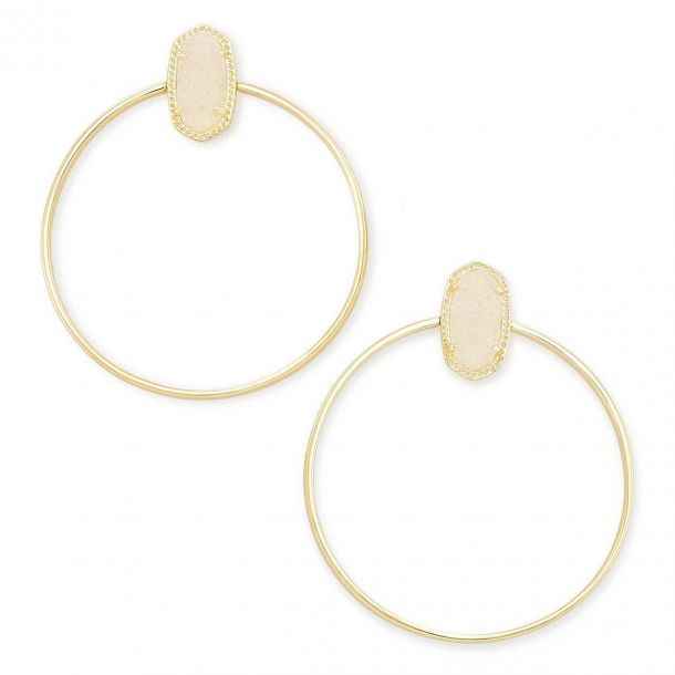 Mayra Open Frame Earring Gold Drusy