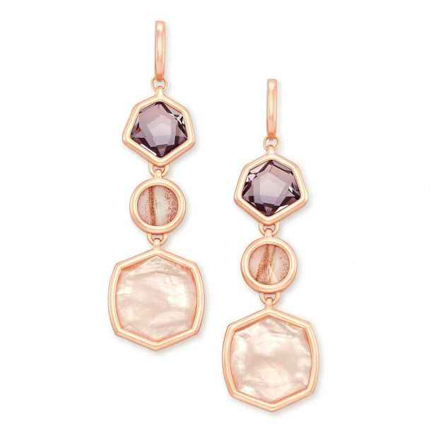 Natalia Linear Earring Rose Gold Peach Mix