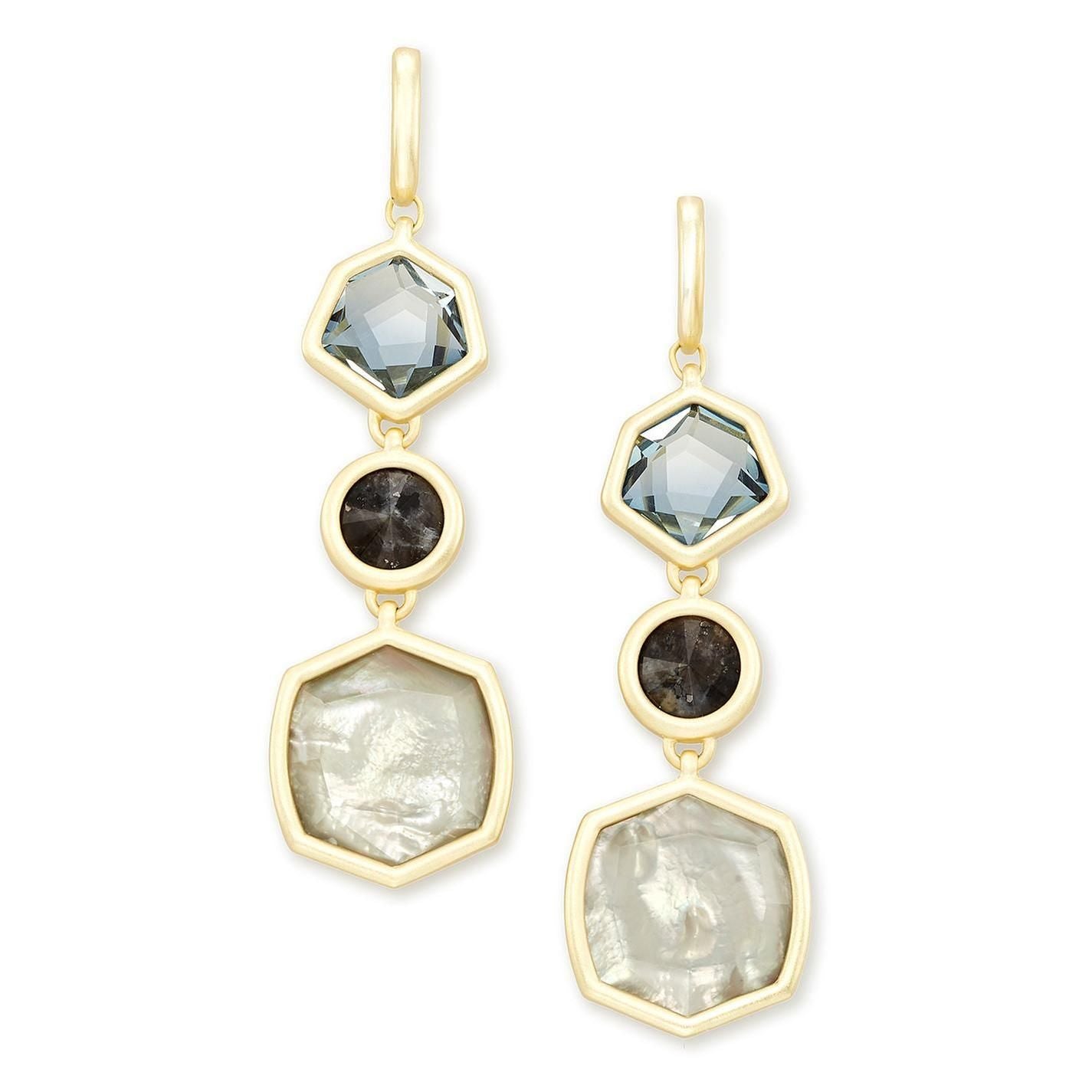Natalia Linear Earring Gold Steel Gray Mix - Bella's House Tulsa