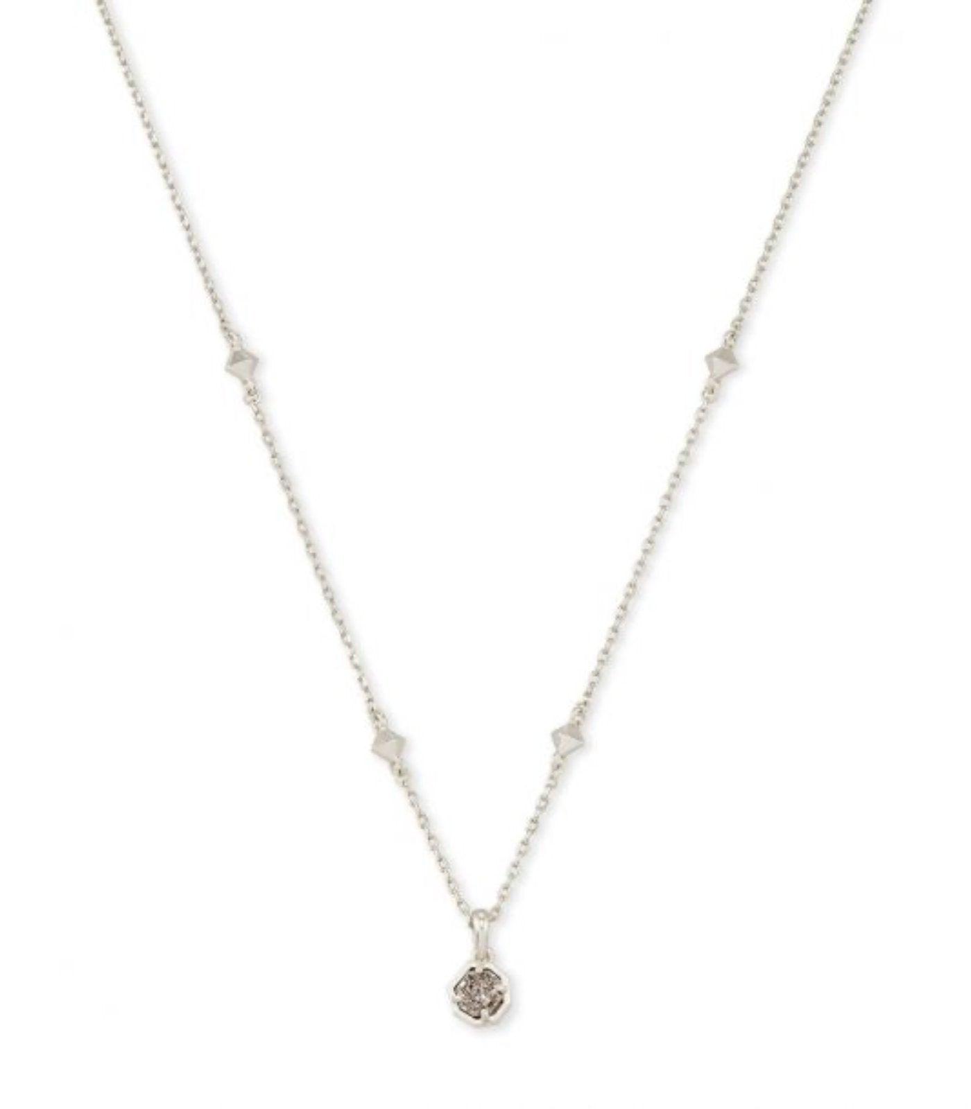 Nola Short Pendant Platinum-Tone Drusy Rhodium - Bella's House Tulsa