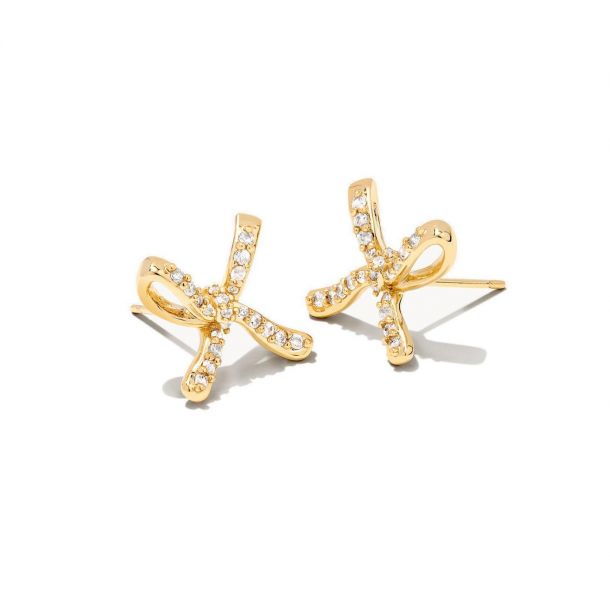 Sasha Bow Stud Earrings in Gold