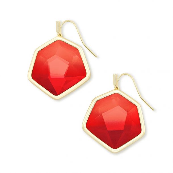 Vanessa Gold Cherry Red Earrings - Bella's House Tulsa