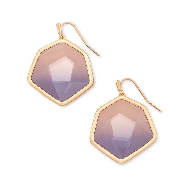 Vanessa Small Rose Gold Drop Purple Stone Earrings