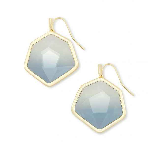 Vanessa Small Gold Steel Gray Ombré Earrings