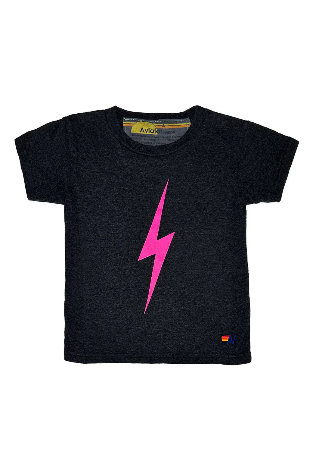 Kids Bolt Tee - Black /Neon Pink