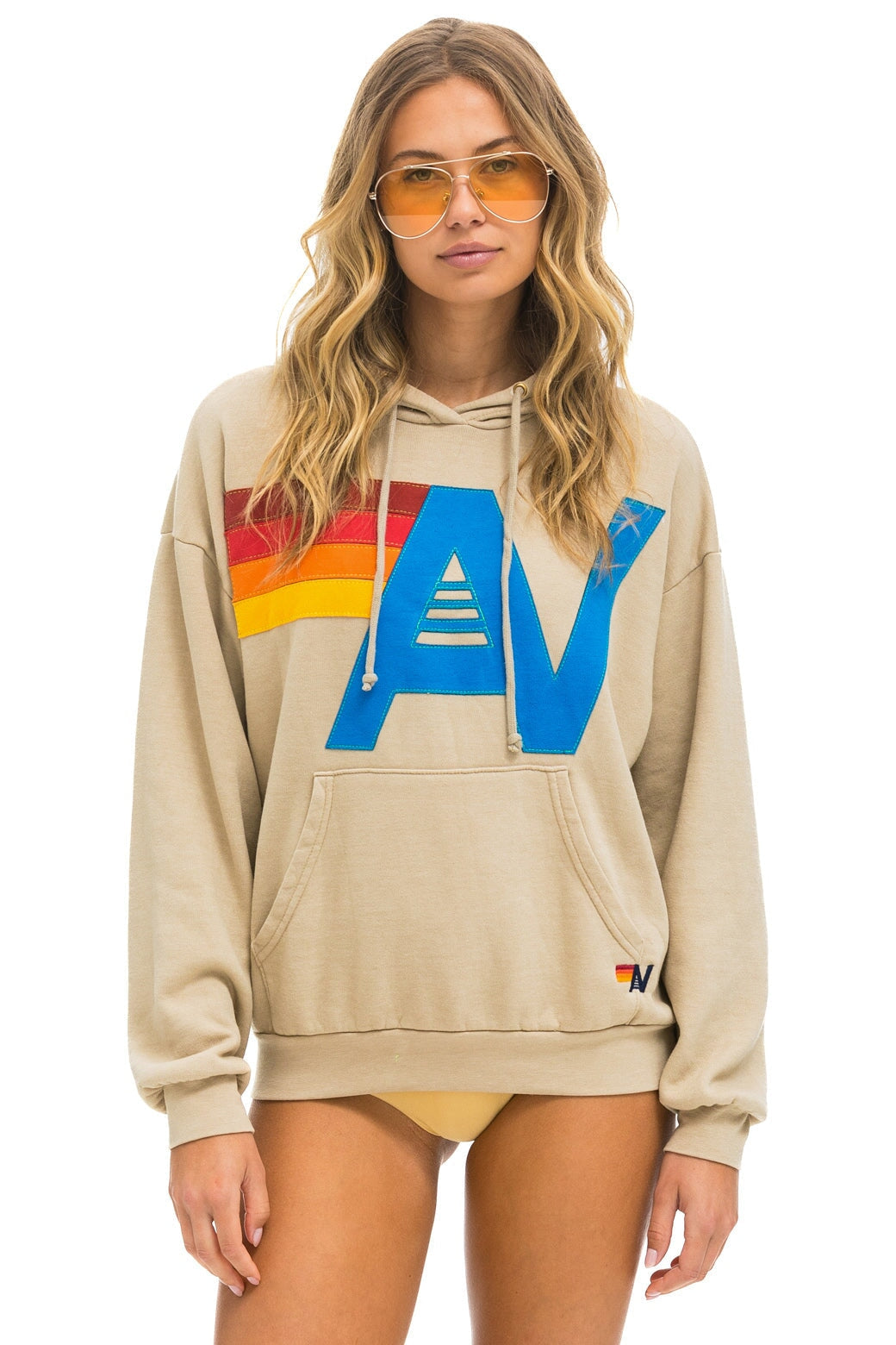 Logo Stitch Pullover Relaxed Hoodie - Sand - Bella's House Tulsa